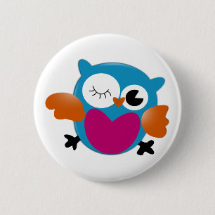 Owl 6 Cm Round Badge