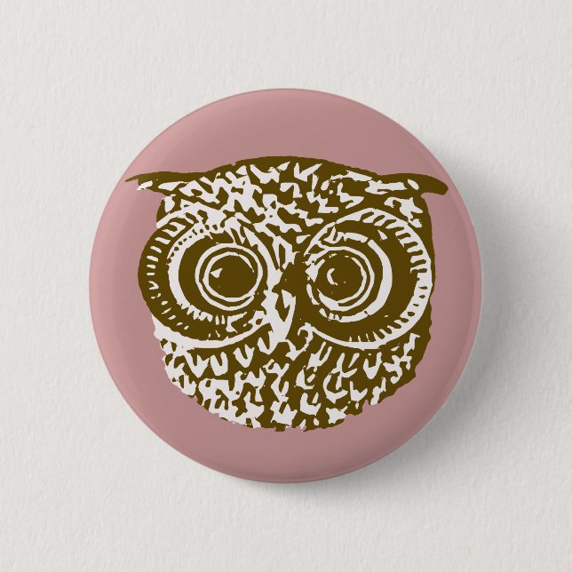 owl 6 cm round badge (Front)