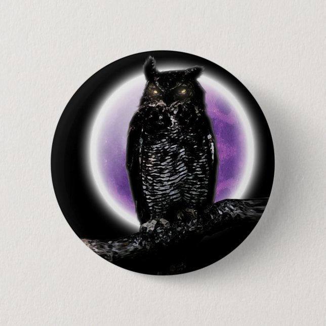 Owl 6 Cm Round Badge (Front)