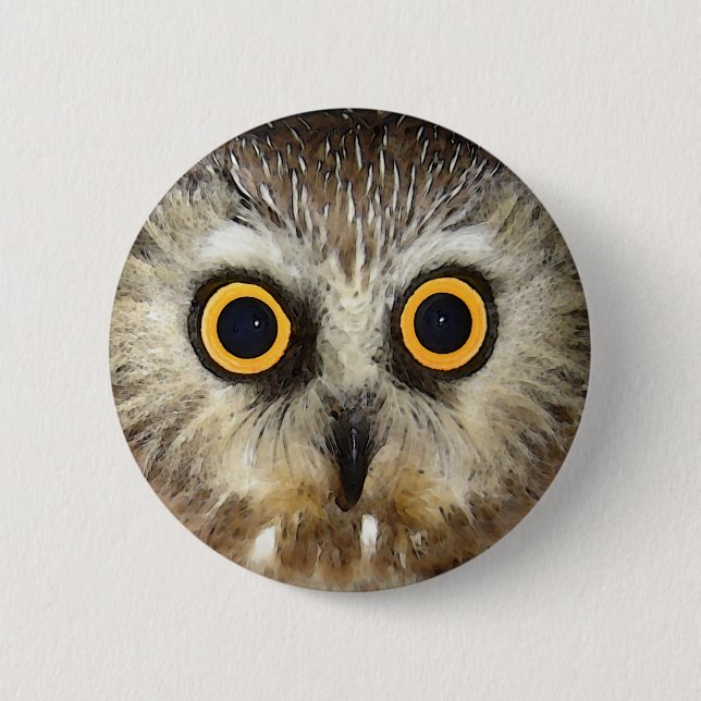 owl 6 cm round badge (Front)