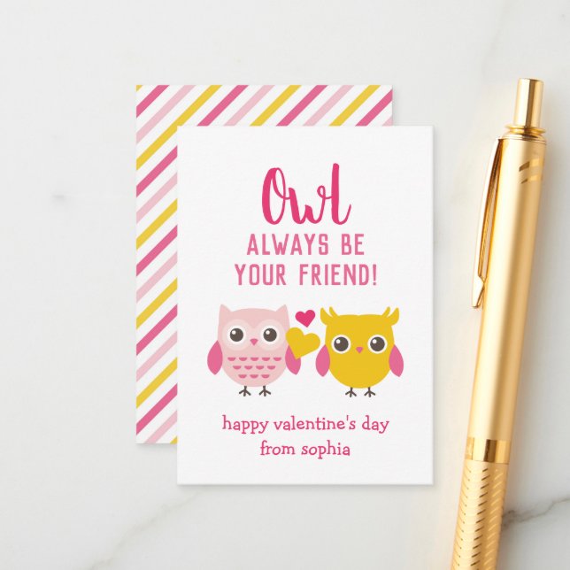 Owl Always Be Your Friend Kids Valentine's Cards (Front/Back In Situ)
