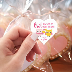 Owl Always Be Your Friend Kids Valentine's Day Heart Sticker