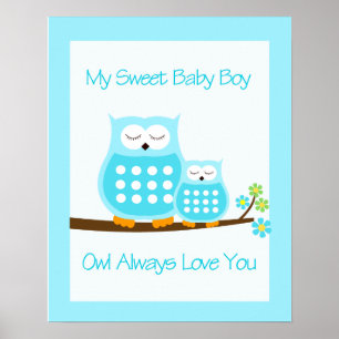 OWL Always Love you (Blue)  WALL ART PRINT 16x20