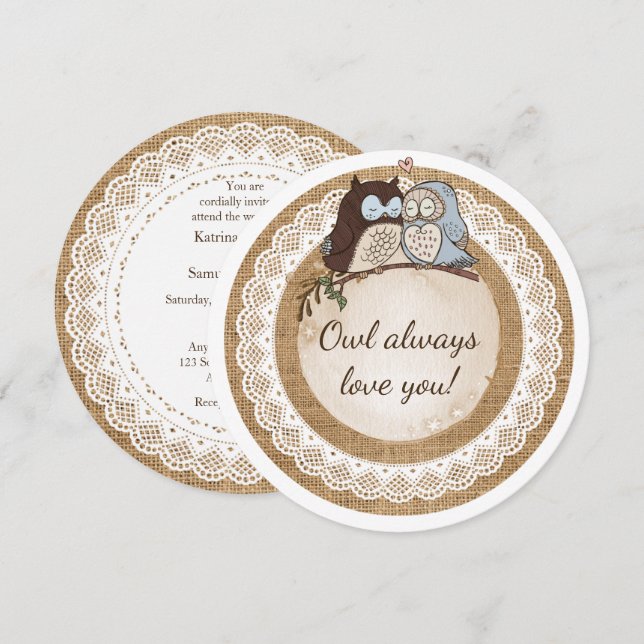 Owl Always Love You Casual Wedding Invitation (Front/Back)