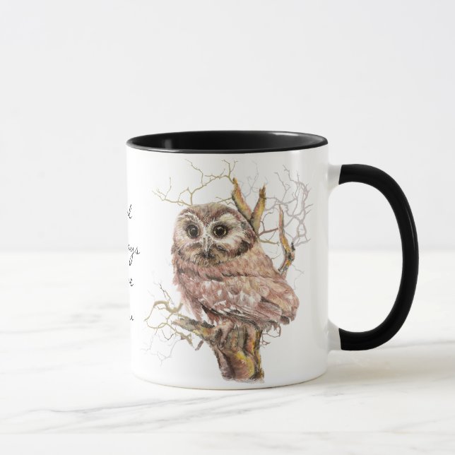 Owl Always Love You', Cute Baby Owl, Bird" Mug (Right)