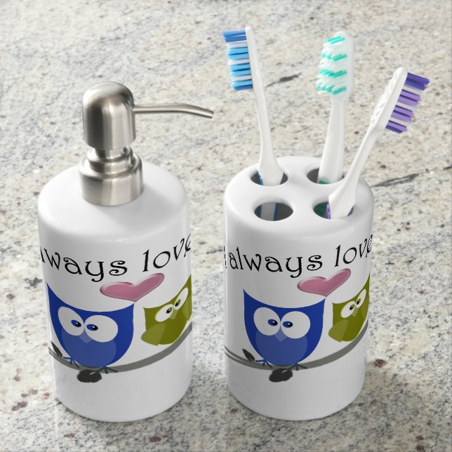Owl always love you, cute Owls Toothbrush set (Front)