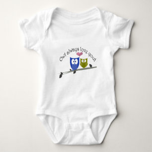 Owl always love you, with 3D heart Baby Bodysuit