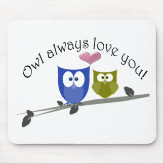 Owl always love you, with 3D heart Mouse Mat
