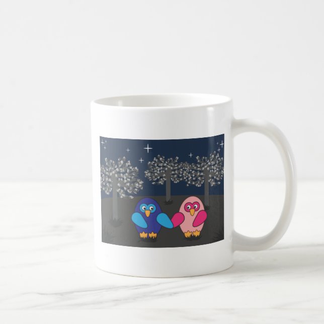Owl amorously under the trees sulks coffee mug (Right)
