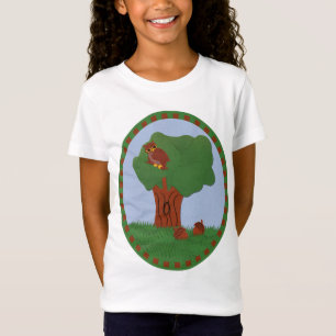 Owl and an Oak Tree Whimsical Cartoon Art T-Shirt
