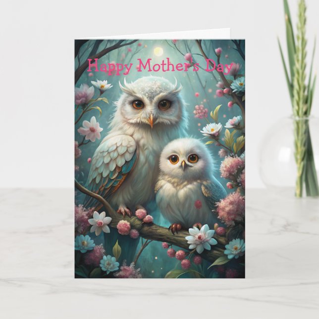 Owl and Baby Mother's Day Holiday Card (Front)