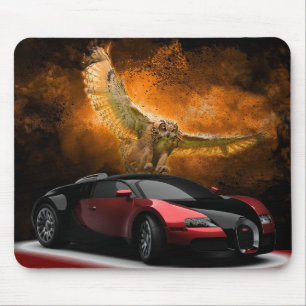Owl and Car Mouse Mat