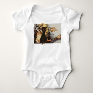 Owl and Cat Halloween Baby Bodysuit