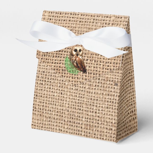 Owl and Fern Favour Box (Front Side)