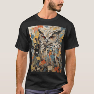 Owl and Flowers In Spring Painting T-Shirt