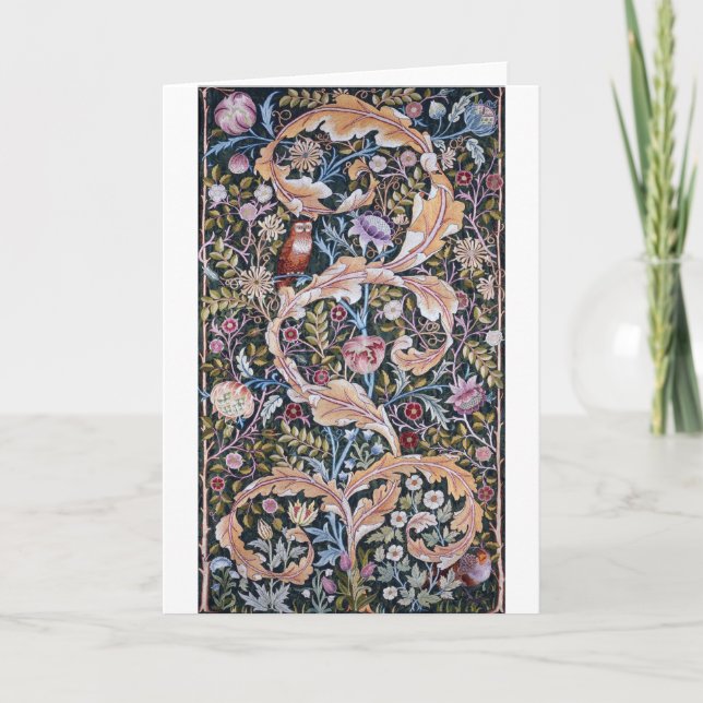 Owl and Flowers, William Morris Card (Front)