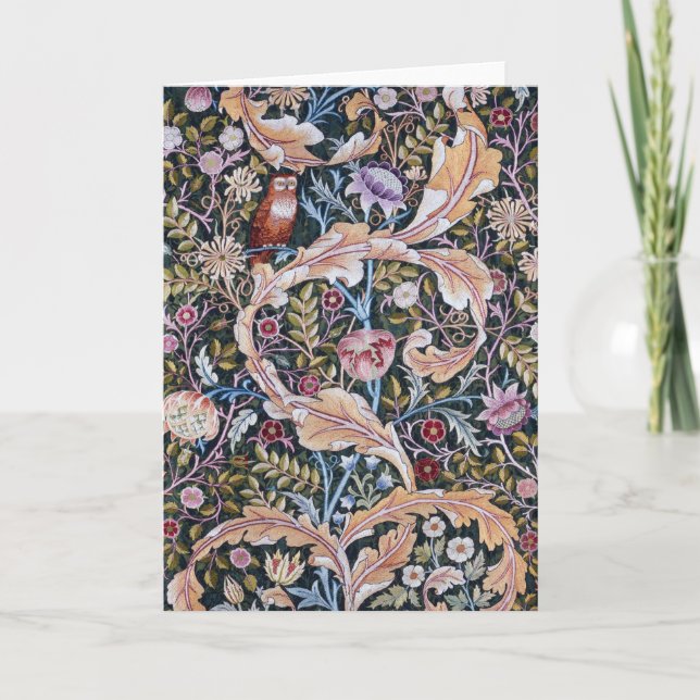 Owl and Flowers, William Morris Card (Front)