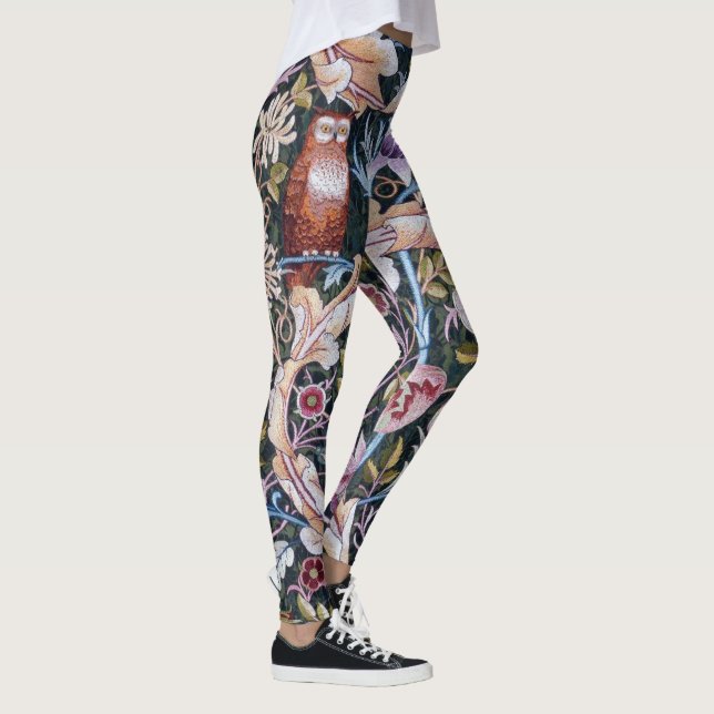 Owl and Flowers, William Morris Leggings (Right)