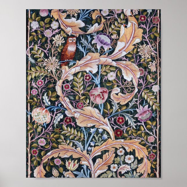 Owl and Flowers, William Morris Poster (Front)