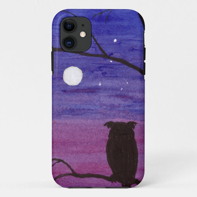 Owl and Full Moon Case-Mate iPhone Case (Back)
