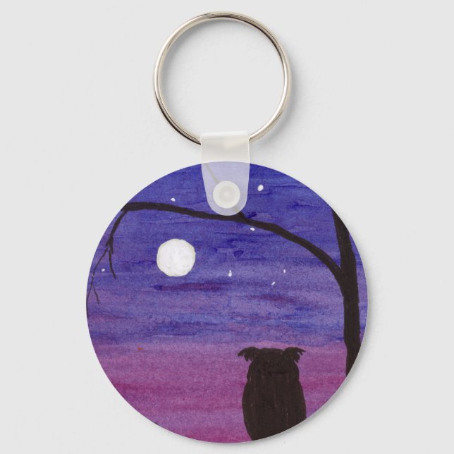 Owl and Full Moon Key Ring (Front)