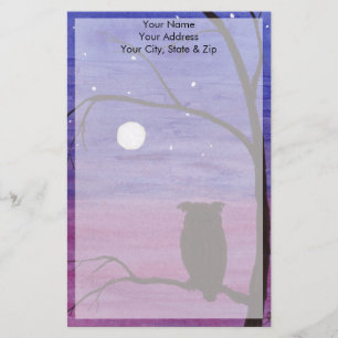 Owl and Full Moon Stationery