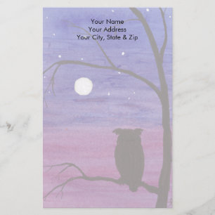 Owl and Full Moon Stationery