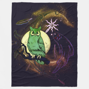 Owl and ghost fleece blanket