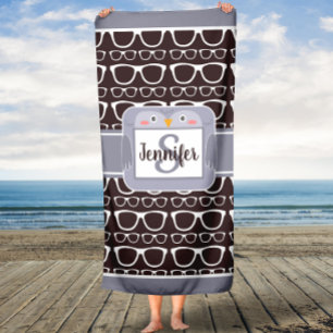 Owl and Glasses Custom Kids Bath Towel