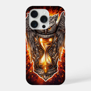 Owl and Hourglass – Hand-Drawn & Digital Art  iPhone 15 Pro Case