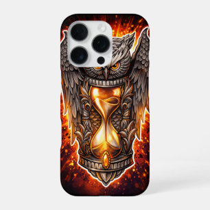 Owl and Hourglass – Hand-Drawn & Digital Art iPhone 16 Pro Case