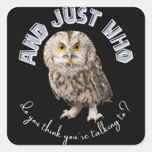 Owl: And Just Who Do You Think You're Talking To? Square Sticker