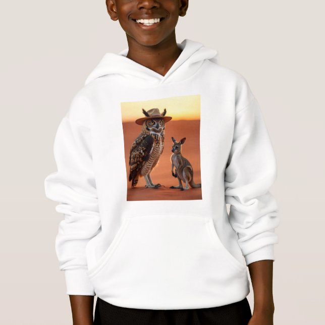 owl and kangaroo pullover hoodie (Front)