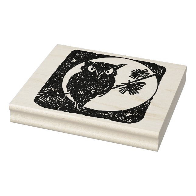 Owl and moon silhouette art stamp (Stamp)