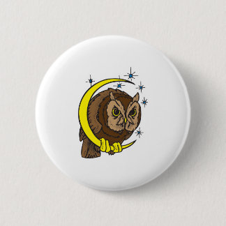 Owl and Moon Tattoo Design 6 Cm Round Badge