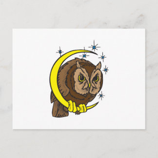Owl and Moon Tattoo Design Postcard