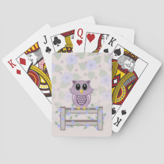 Owl and Morning Glory Flowers Playing Cards