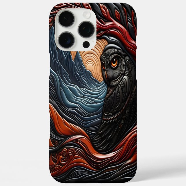 Owl and Mountains in a Vibrant Natural Landscape Case-Mate iPhone Case (Back)