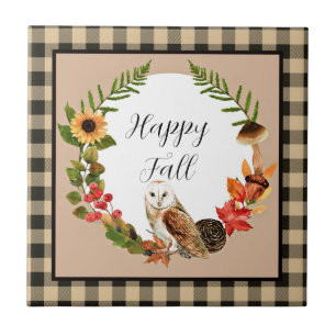 Owl and nature with customisable text  tile