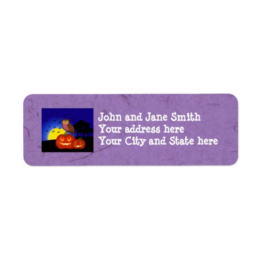 Owl and pumpkins return address label