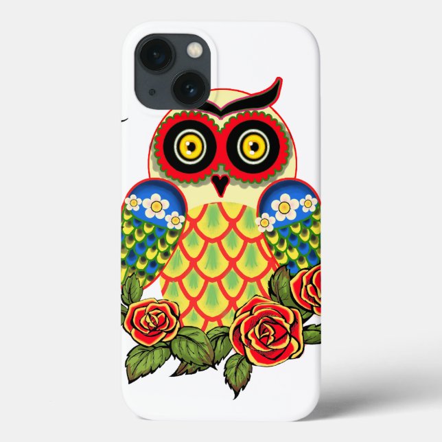 Owl and Roses Mexican style Case-Mate iPhone Case (Back)
