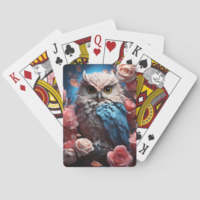Owl and Roses  Playing Cards (Back)