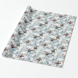 Owl and snow pattern wrapping paper