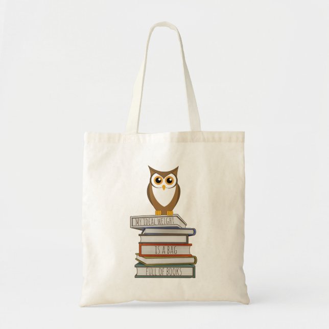 Owl and Stack of Books Tote Bag (Front)