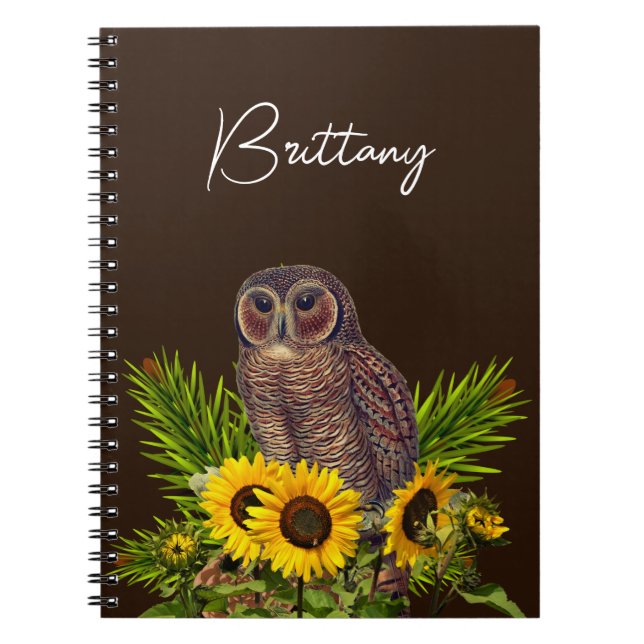 Owl and Sunflowers  Notebook (Front)