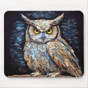 Owl Animal Bird Art Decor Paint Mosaic Mouse Mat