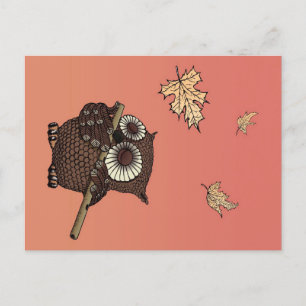Owl Animals Art An Owl On Old Paper Holiday Postcard