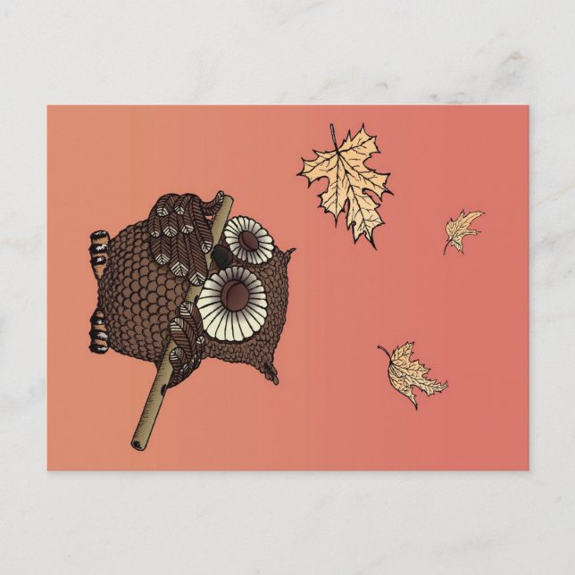 Owl Animals Art | An Owl On Old Paper Holiday Postcard (Front)