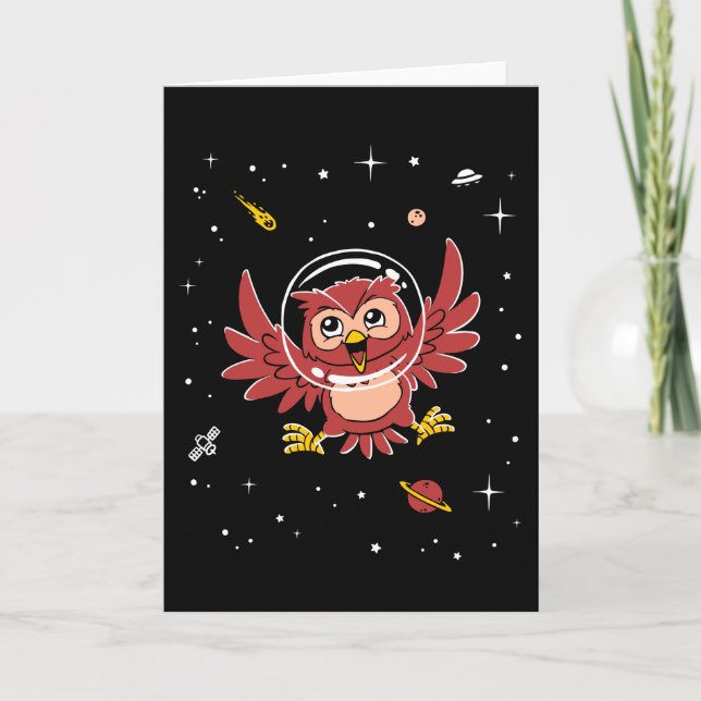 Owl Animals In Space Card (Front)