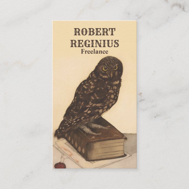 Owl Antique Art Print Business Card (Front)
